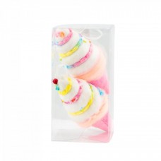 Decoratiune brad in forma de corn cu inghetata, culoare roz, dimensiune: 7.5x7.5x18.5cm, 2 buc/set, MI-522