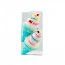 Decoratiune brad in forma de felie de corn cu inghetata, culoare albastru, dimensiune: 7.5x7.5x18.5 cm, 2 buc/set, MI-635