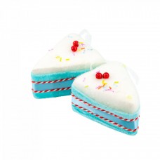 Decoratiune brad in forma de felie de tort, culoare albastru, dimensiune: 11x9x7 cm, 2 buc/set, MI-632