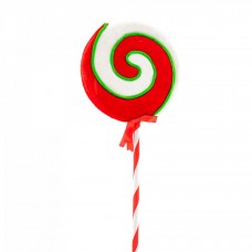 Decoratiune brad in forma de Lollipop, culoare alb cu rosu, dimensiune: 25x4x71 cm, MI-658