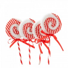 Decoratiune brad in forma de Lollipop, culoare alb cu rosu, dimensiune: 8.5x1.5x24 cm, 4 buc/set MI-613