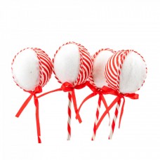 Decoratiune brad in forma de Lollipop, culoare alb cu rosu, dimensiune: 8.5x1.5x24 cm, 4 buc/set MI-617