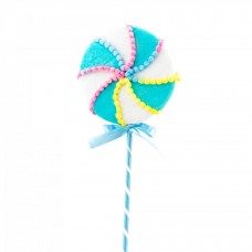 Decoratiune brad in forma de Lollipop, culoare albastru, dimensiune: 19x2x53 cm, MI-684