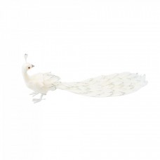 Decoratiune brad in forma de Paun, culoare alb, dimensiune: 14x40x18cm, MI-577