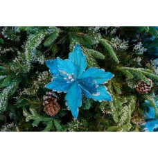 Decoratiune pentru brad in forma de floare, culoare albastru, dimensiune 25x40cm, HB-534