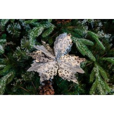 Decoratiune pentru brad in forma de floare, culoare argintiu, dimensiune 25 cm, HB-522