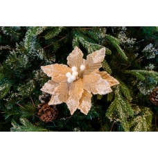 Decoratiune pentru brad in forma de floare, culoare crem, dimensiune 28x35cm, HB-546