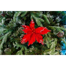 Decoratiune pentru brad in forma de floare, culoare rosu, dimensiune 27x40cm, HB-529