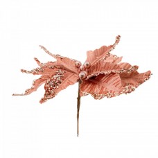 Decoratiune pentru brad in forma de floare, culoare roz, dimensiune 23 cm, MI-1043