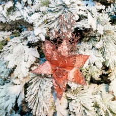 Decoratiune pentru brad in forma de floare, culoare roz, dimensiune 23 cm, MI-1073