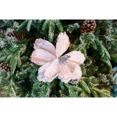 Decoratiune pentru brad in forma de floare, culoare roz, dimensiune 27x40cm, HB-525