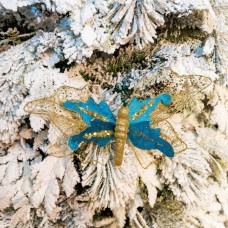 Decoratiune pentru brad in forma de fluture, culoare albastru, dimensiune 27x22 cm, MI-1050