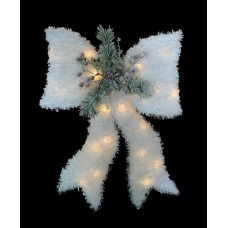 Funda decorativa pe cadru metalic, cu beteala alba, 35 led-uri cu lumina calde + transformator, 60cm, TP-20